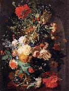 Jan van Huijsum Vase of Flowers in a Niche oil